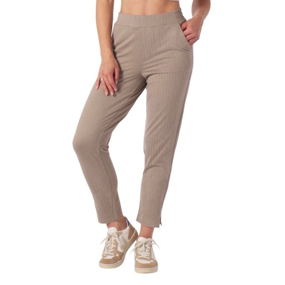 Glyder Mocha Tan Herringbone On the Go Ankle Pants